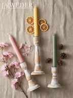Wooden Taper Candle Holders: Wood Candlestick Holders Rustic Farmhouse Fall Decor for Living Room Dinning Table Centerpiece Christmas Set of 3 - size: 4.33"/6.33"/8.27" H - 3Pcs