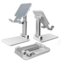 POQOD Foldable Cell Phone Stand for Desk, Fully Adjustable Phone Holder for Desk Compatible with iPhone 16 15 14 13 12 11, Nintendo Switch, All Phones, (White) - color: White Foldable