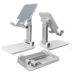 POQOD Foldable Cell Phone Stand for Desk, Fully Adjustable Phone Holder for Desk Compatible with iPhone 16 15 14 13 12 11, Nintendo Switch, All Phones, (White) - color: White Foldable