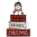 Lineshading 4 Pcs Winter Table Decoration Wooden Snowman Christmas Tiered Tray Decor Red Buffalo Plaid Block Signs Snowman Table Centerpiece Farmhouse Winter Decoration for Home Kitchen Shelf - style: Christmas Snowman