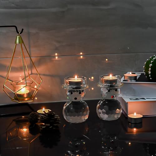 2 Pcs Crystal Christmas Candle Holder Snowman Christmas Candlestick with Cute Shape Home Table Decorations for Winter Xmas Farmhouse Kitchen Decor - size: 2.7‘’×4.3‘’