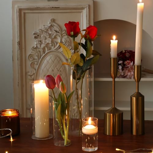 Fixwal 48pcs Clear Glass Cylinder Vases, 4, 6, 8, 10 Inch Tall Cylinder Vases for Centerpieces, Glass Flower Vase, Floating Candle Holder Vase for Table Shelf, Party, Wedding, Home Decor - size: 48pcs