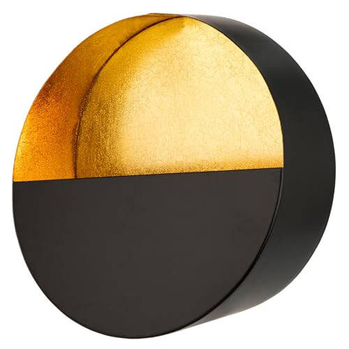 Luxury Metal Wall Candle Sconces – Large Handcrafted Wall-Mounted Tealight Candle Holders with Gold Leaf Interior – Modern & Rustic Home Décor for Living Room, Hallway – 11.8" Black Single Piece - color: Black, size: Large
