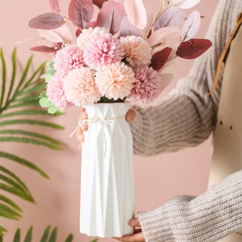 Arawat Ceramic White Vase Flower Vase for Home Decor Modern Style 9.5 inch Tall Vase for Table Shelf Home Decor Vase for Fireplace Bedroom Kitchen Living Room Wedding Office Desk Birthday Gifts - color: 9.5 Inch Tall White Ceramic Vase for Home Decor