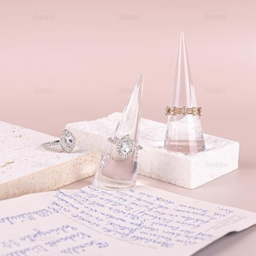 AUEAR, 6 Pack Cone Shape Acrylic for Jewelry Showcase Display Stand (Clear & Black White) - color: Clear & Black & White, size: 6 Pack