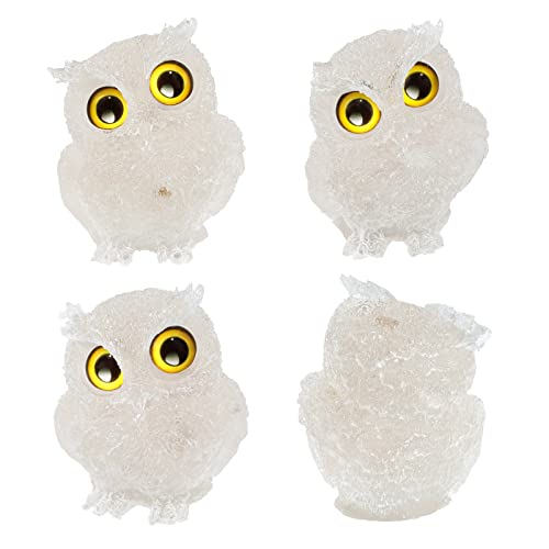 mookaitedecor Rock Quartz Owl Statue Sculpture Stone, Carved Animals Night Owl Figurine Crystal Ornament for Desktop Office Home Decor, 3 Inch - color: White, size: 3 inch