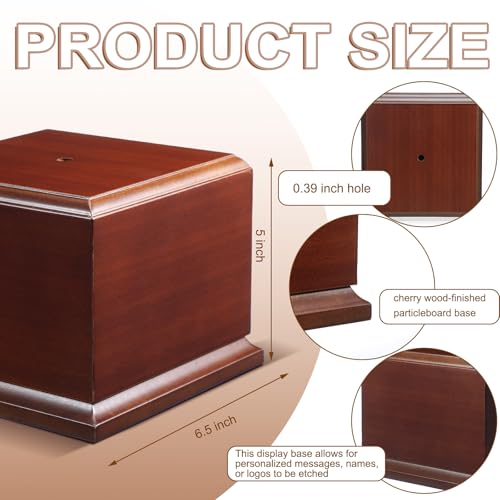 Chunful Wood Base Trophy Base DIY Square Stand Blank for Trophies Awards Trophies Figurines Cups Display Stand - color: Cherry, size: 6.5" X 6.5" X 5"