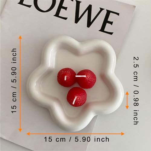 Small Ring Holder Dish, Ceramic Jewelry Dish Tray, Flower Shape Jewelry Tray for Women, Room Decor Aesthetic Trinket Dish, Wedding Engagement Jewelry Plate Bowl for Earrings Keys Perfume Gift