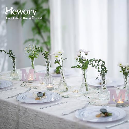 Hewory Glass Bud Vase Set of 12 Small Vases for Flowers, Clear Bud Vases in Bulk, Cute Glass Vases for Centerpieces, Mini Floral Vase for Wedding, Events, Home Decor, Table Centerpiece