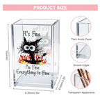 It's Fine I'm Fine Acrylic Cosmetic Pencil Pen Holder Cup, Funny Black Cat Pen Holder Cup, Cat Lover Gift for Women Men, Office Sarcastic Gifts for Women Men Colleague Boss - style: It's Fine