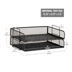 Mind Reader Stackable Paper Tray, Desktop Organizer, File Storage, Office, Metal Mesh, 2 Pcs., Black - color: Black