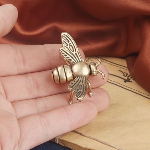 Bee Sculpture - Vintage Gold Desk Ornament Handmade | Antique Finish Desktop Decor for Study & Office
