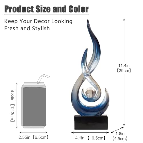 Modern Abstract Art Table Decoration,Resin Flame Statue Modern Blue Centerpiece Ornaments for Living Room Great Gift Idea Home Decor,Collectibles - color: Bule