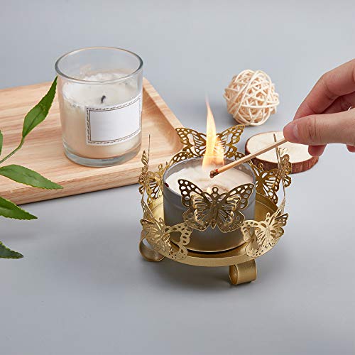 SUPERFINDINGS 1PC Iron Butterfly Candle Holder 4.1x4.1x3.5inch Decorative Candlestick Holder Art Tealight Candle Holder Golden Cup Candlestick for Home Table Christmas Party Decoration