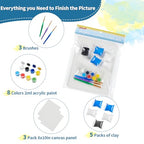 DIY Canvas Painting Kit with Clay, 3 Blank 8x10 Inch Canvas Panels, 5 Packs of Clay, 8 Vibrant Acrylic Paint Colors, and 3 Brushes, Creative Art Kit for DIY Projects & Crafting Fun - size: 8"x10"(3-Pack), style: DIY Clay