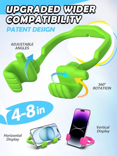 Gifts for Mothers Day Mom Wife Adults Cell Phone Stand - 2 Pack Thumbs Up Lazy Phone Holder for Desk Stocking Stuffers Birthday Gifts for Girls Boys Kids Men (Hot Pink & Avocado Green, 2) - color: Hot Pink & Avocado Green, size: 2