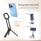 ULANZI MA30 Magnetic Phone Tripod Stand for iPhone - Aluminium Maglock Smartphone Mini Tripod Pocket Cell Phone Stand Strong Magnet Quick Mount Compatible with iPhone 17 16 15 14 13 12 Series, Black - color: Black