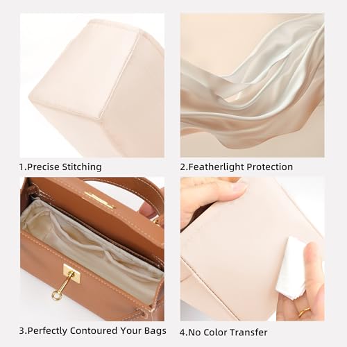 DGAZ Bag Organizer Insert, Silk Purse Organizer, Luxury Handbag Tote in Bag Shapers, Fits Kelly mini I/mini II /20/25/28/32/35/40 Bags (Craie, KL28 Retourne) - color: Craie, size: KL28 Retourne