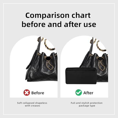 DGAZ Silk Purse Organizer Insert Fits Chanel 25 Handbags，Silky Smooth Bag Organizer，Luxury Handbag & Tote Shaper(Black,Medium) - color: Black, size: Medium