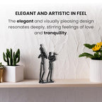 Rustic Family Figurines Family of Four Sculptures Parents and Kids Statues for Bedroom Décor Cast Iron Family Sculpture for Living Room Decor Gifts for Family Unique Art Piece Modern Home Décor - style: Family of Four Sculptures