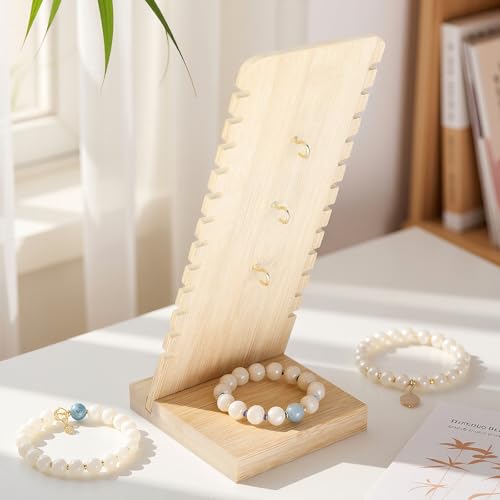 KUKUVR Necklace Display Stand, Bamboo Velvet Soft Mat Multiple Necklace Bracelets Pendant Chains Organizer Holder Case for Vendors Home (Green) - color: Green