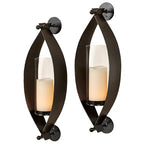 Touch of Class Xander Wall Sconce Pair - Handcrafted Steel - Black - Glass Hurricane - Set of 2 - Metal Sconces Holder for Bedroom, Bathroom, Living Room, Kitchen Walls, Hallways - color: Black