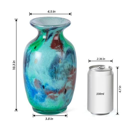 KAMMAK Colored Glass Vase, Beautiful Hand Blown Decorative Vase, Modern Art Vase for Flower Mantle Dining Table Centerpiece, Entryway Living Room Wedding Decoration (JG2068) - style: JG02068