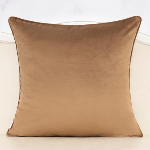 Alerfa Green Brown Floral Throw Pillow Cover 18 x 18 Inch Cut Velvet Sqaure Luxury Decorative Pillow Cover for Couch Living Room Bedroom - color: Green Brown, size: 18" x 18" (Pack of 1)