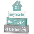 Cinnvoice 4 Pcs Farmhouse Tabletop Decor Rustic Family Blessed Home Table Centerpiece This Is Us Sign for Kitchen Shelf Desk Fireplace Mantel Tiered Tray Decor(May Love Be the Heart of This Home) - style: May Love Be the Heart of This Home