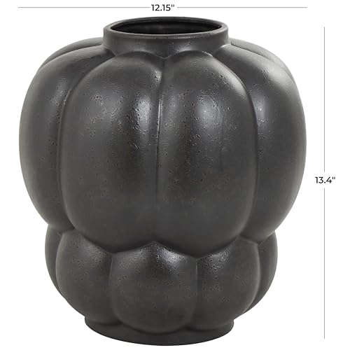 Deco 79 Ceramic Decorative Vase Wide Bubble Inspired Centerpiece Vase with Distressed Speckled Texturing, Flower Vase for Home Decoration 12" x 12" x 13", Black - size: 12" x 12" x 13"