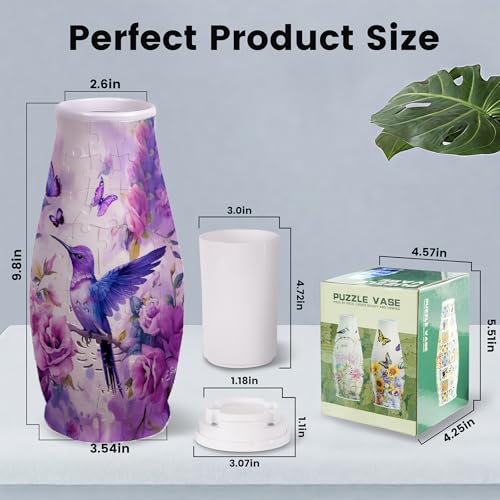 3D Puzzles Vase for Adults, LED 3D Puzzle Vase Hummingbird Flowers, Crafts for Adults DIY Home Decor Unique Gifts for Mom Mother's Day - color: Hummingbird Rose