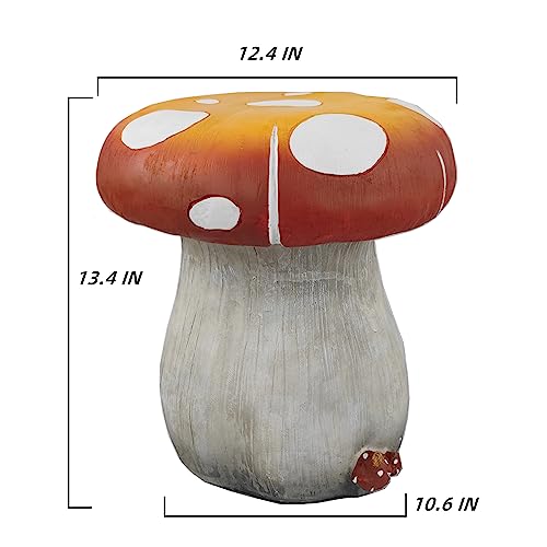 Mushroom Resin Statue Stool Over Sized Sculpture Courtyard Lawn Pond Ornament Garden Outdoor Patio Stool Decoration Red 13.3'' High - size: 13.3'' High