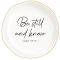 Christian Gifts for Women, Bible Verse Ceramic Jewelry Dish Trinket Ring Tray, Inspirational Floral Gift for Mom Sister Friend Birthday Christmas-Psalm 46:10 Be Still and Know (White-45:10) - color: White-45:10