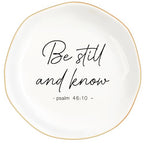 Christian Gifts for Women, Bible Verse Ceramic Jewelry Dish Trinket Ring Tray, Inspirational Floral Gift for Mom Sister Friend Birthday Christmas-Psalm 46:10 Be Still and Know (White-45:10) - color: White-45:10