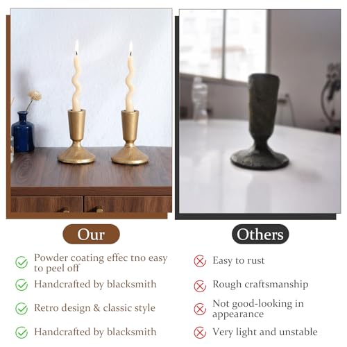 2 Pcs Candle Sticks Holder Decor, Vintage Gold Candle Holders, Modern Decorative Tapered Candlestick Holders Centerpiece for Dining Table Centerpiece, Wedding, Party Decor