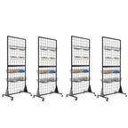 4-Pack Gridwall Panel Display Stand, 2'x5.5' Heavy Duty Floor Standing Rack with Detachable Girdwall, Movable Silent Wheel, Easy to Transport, Ideal for Retail & Craft Fairs - color: 4-Pack