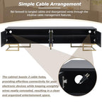 ON-TREND Modern TV Stand with Metal Legs and Gold Handles for TVs Up to 80'', Media Console Table with Cabinets and Adjustable Shelves, Luxury TV Cabinet with Geometric Lines for Living Room, Black - color: Black+gold1