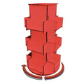 Rotating Display Stand, 3 Tier Wooden Organizer, 4-Sided Display Rack, 360 degree Spinning Multi-Pocket Tabletop Display Stand for Coasters, Stickers, Retail, Showcase, Tradeshow, 17”H, Red - style: RED