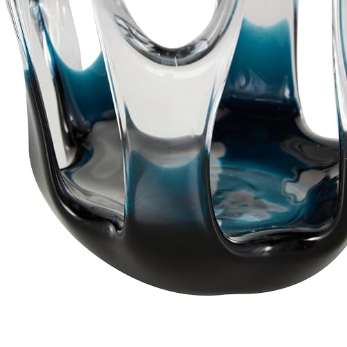 Deco 79 Glass Abstract Decorative Vase Ombre Centerpiece Vase with Wavy Oval Cutouts, Flower Vase for Home Decoration 7" x 7" x 10", Blue - color: Blue, size: 7" x 7" x 10"