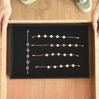 Velvet Jewelry Tray for Drawers Black Jewelrys Display Tray Stackable Jewelry Organizer Trays for Necklace Bracelet Ring Watch (4, Black)