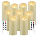 kakoya Flickering Flameless Candles, Battery Operated Acrylic LED Pillar Candles with Remote Control and Timer,Set of 9 (Ivory) - color: Ivory-9