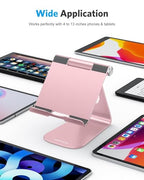 OMOTON Tablet Stand Holder Adjustable, T1 Desktop Aluminum Tablet Dock Cradle Compatible with iPad Air/Mini, iPad 10.2/9.7, iPad Pro 11/12.9, Samsung Tab and More, Rose Gold - color: Rose Gold