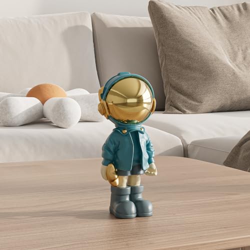 EZ4ENCE Small Figurine Statue Astronaut Sculpture Decor,Sculpture for Home Decor,Arts Blue Shelf Decoration,Cool Metal Mask Table Decor,Mini Ornament - color: Blue, size: Medium