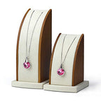 Oirlv 2Pcs/Set Necklace Pendant Display Stand Jewelry Display Holder Solid Wood Base (Creamy-White) - color: Creamy-White