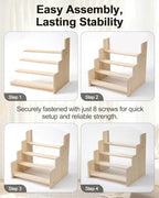 UCEC Greeting Card Display Stand, 4-Tier Wooden Acrylic Greeting Card Holder, Display Stands for Vendor Events Postcard, Craft Fairs, Retail Counter, Brochures & Photos Organizer