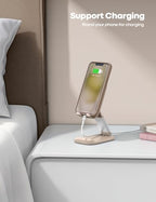 Lamicall Khaki Phone Holder for Desk - Cellphone Stand Khaki Desk Accessories Desktop Office Must Have Compatible Gifts for iPhone, 4-8'' Smartphone - color: Khaki