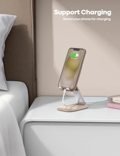 Lamicall Khaki Phone Holder for Desk - Cellphone Stand Khaki Desk Accessories Desktop Office Must Have Compatible Gifts for iPhone, 4-8'' Smartphone - color: Khaki