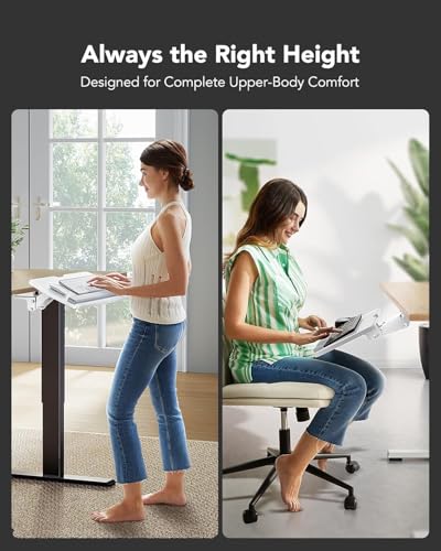 HUANUO Keyboard Tray Under Desk, 360 Adjustable Ergonomic Sliding Keyboard & Mouse Tray, Under Desk Keyboard Tray Slide Out, Keyboard Holder Under Desk for Typing in Home, Office Work, 25"W x 9.84"D - color: White