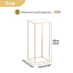 Nuptio Wedding Centerpieces Gold Vases: 2 Pcs 23⅝ inch Tall Flower Stand Metal Floor Vase Column Geometric Centerpiece Stands Rectangular Display Rack for Weddings Party Decoration - size: 23⅝" H x 2 Pcs
