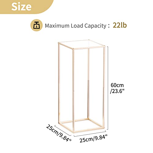 Nuptio Wedding Centerpieces Gold Vases: 10 Pcs 23⅝ inch Tall Flower Stand Metal Floor Vase Column Geometric Centerpiece Stands Rectangular Display Rack for Weddings Party Decoration - size: 23⅝" H x 10 Pcs